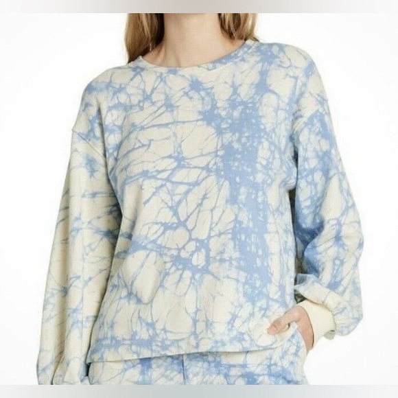 Rachel Comey Women’s Sweatshirt Size Small Blue Marble Print Long Sleeves Cotton - Picture 1 of 16